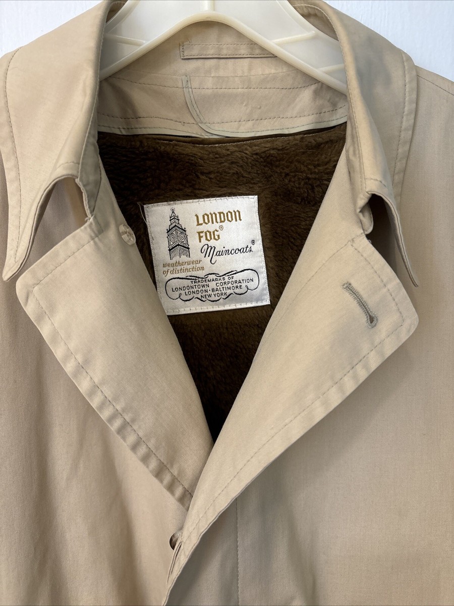 Vintage LONDON FOG Trench Coat 42R Classic Tan Maincoats by