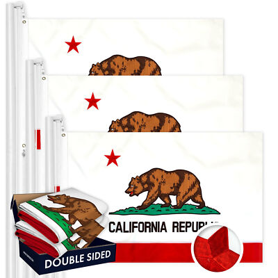 California State Flag 4x6 FT 3-Pack Double Sided Embroidered 210D By G128