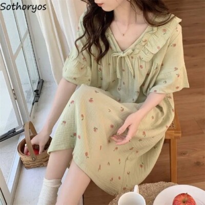 cute nightgowns dress AKOEE Womens Nightgowns Bowknot Ruffled Collar Cute Pajamas Sleep Long Dress Loose Soft Night Gown Fall Sleepwear (2xl, Pink), Women's