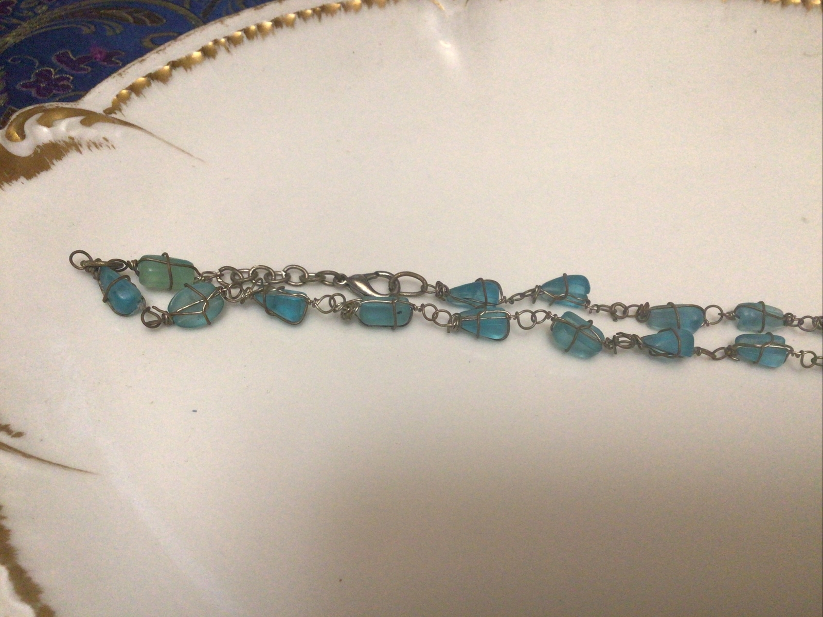 Statement beach multi Blue Beach Glass Beads 24” … - image 2