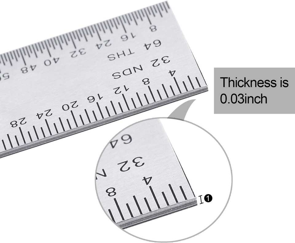 2 Pack Stainless Steel Ruler Machinist Engineer Ruler, Rigid Metal ...
