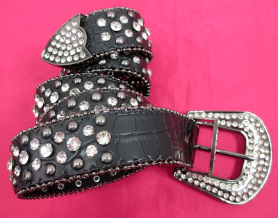 Rhinestone Cowgirl Chic Belts Rhinestone Brown Leather Belt. Unisex Western Cowboy Belt  main image 4