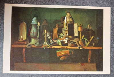 vtg postcard John Frederick PETO Lights of Other Days painting art unposted