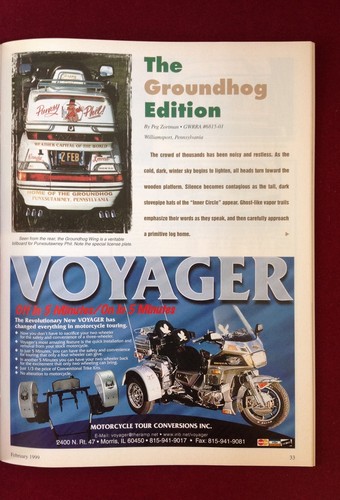 Wing World Feb 1999 Punxsutawney Groundhog Day Gold Wing issue Gobblers Knob - Foto 2 di 3