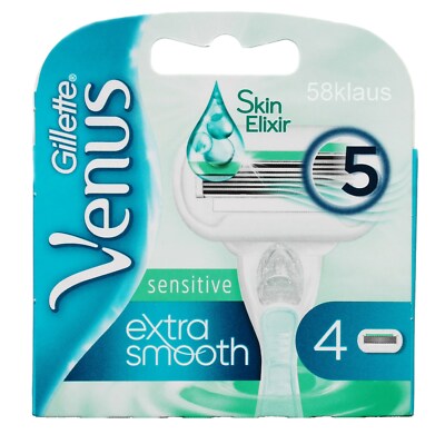 4x Gillette Venus Extra Smooth Sensitive Rasierklingen Klingen Ersatzklingen 