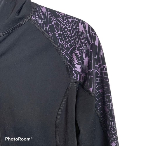 Title Nine Women's size XS Black Purple Hood Thumb Hole Full Zip Jacket - Picture 3 of 7