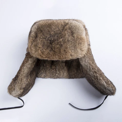 Herren Warm Winter Echt Echt Echt Kaninchenfell Mütze Russland Trapper Ohrenklappe Skimütze Mützen - Bild 4 von 18