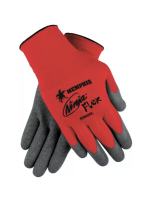 Mcr Safety Ninja Coated-Palm Gloves, Large, Gray/Red N9680L