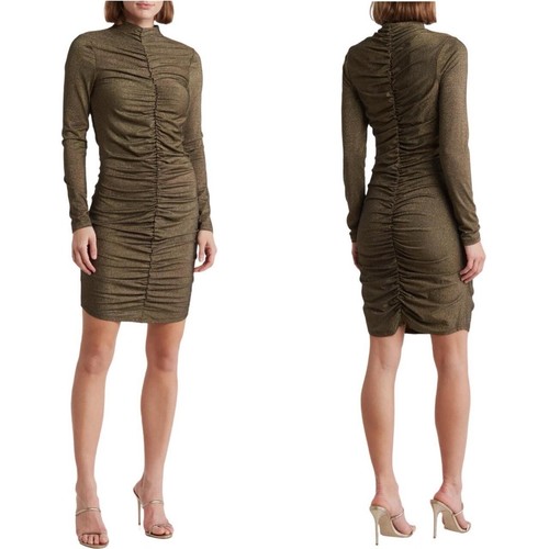 Veronica Beard Ruched Elson Dress, Bronze - Size Medium $298 - Picture 2 of 2