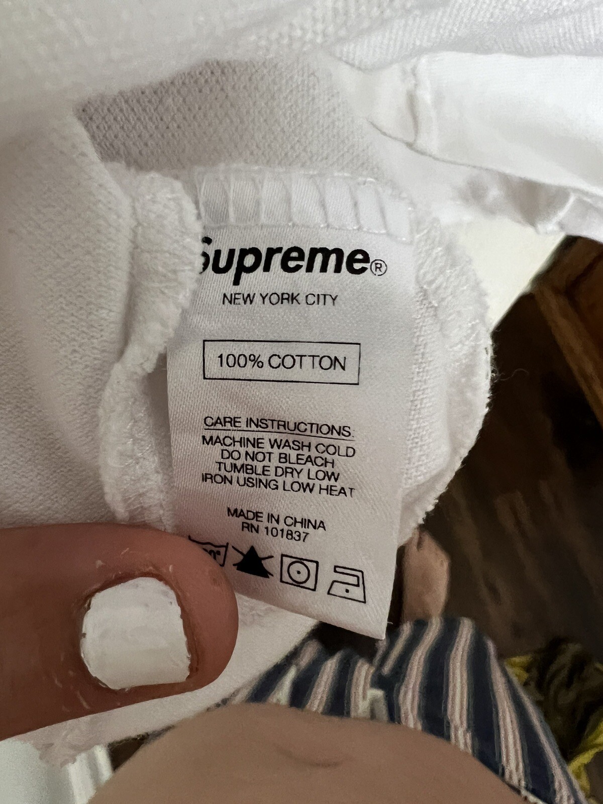 Supreme Patchwork Pique Tee Size Large White FW18… - image 5