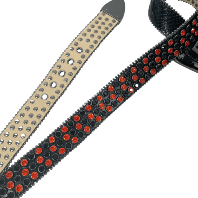 DNA black red snake skin rhinestones belt Size XXXXL western  display picture 3