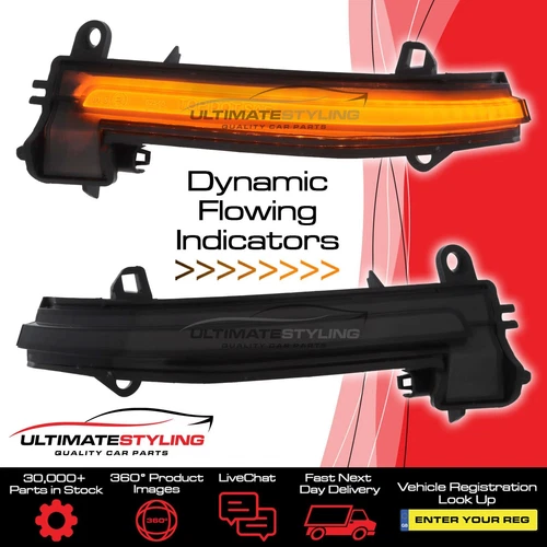 BMW 3 Series F30 F31 F34 2011-20 Smoked LED Dynamic Wing Door Mirror Indicators