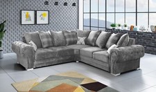 Verona Corner Sofa or 3+2 Seater Sofa Set Suite Grey Mink Silver Fabric Settee