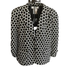 Russell Kemp Black & White Dot Lined Boxy Career Blazer Womens Size M New