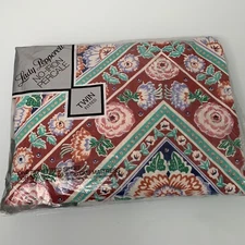 Vtg Lady Pepperell Twin Fitted Sheet No-iron Percale Floral Blue Rust Green NIP