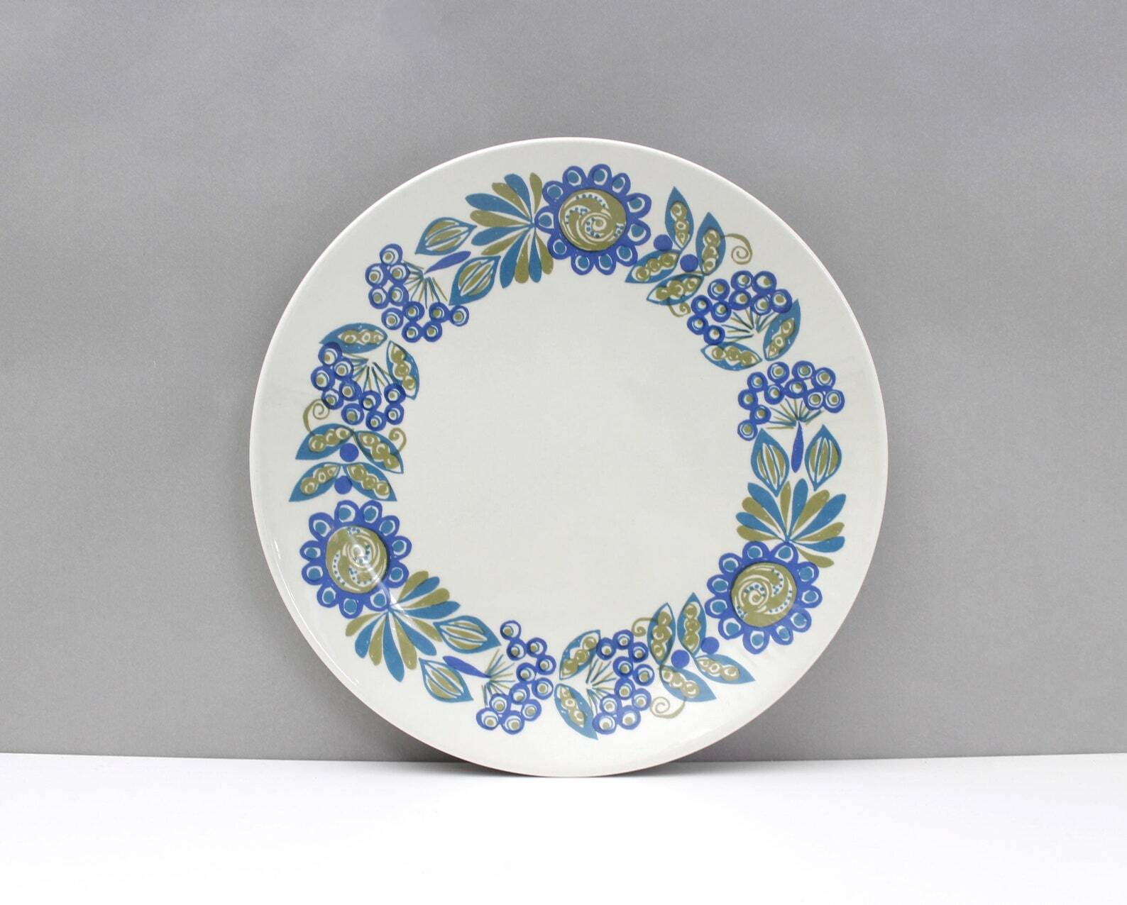 Figgjo Flint Tor Viking Luncheon Plate Blue Green Flowers Norway Dinner Plate