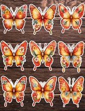 Floral Butterflies Die Cut Vinyl Stickers Set Scrapbooking Laptop Water Bottle