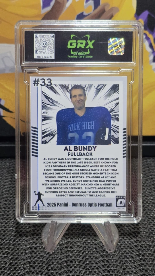 2025 Panini Donruss Optic #33 Al Bundy Rated Rookie Cracked Ice Holo Vanity Slab - Image 2 of 2