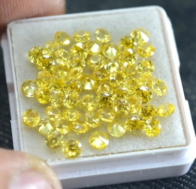 Natural 6 mm Yellow Sapphire 60 Pcs Round Cut Certified Loose Gemstone Lot+ Gift