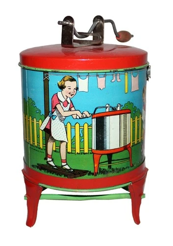 Nice, Clean & Glossy 1930s Ohio Art Tin Washing Machine - Unused