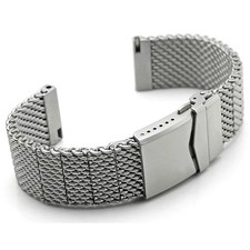 Brushed Solid Stainless Steel Watch Band Strap Shark Mesh Bracelet Quick Release