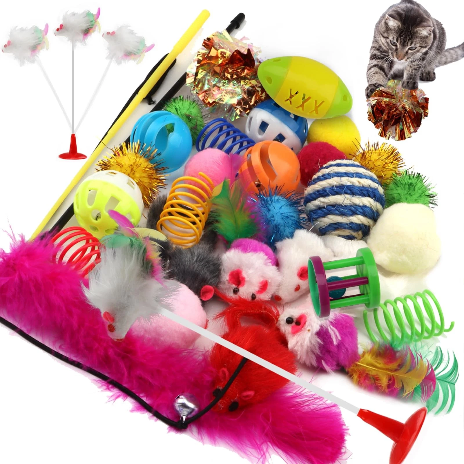 32 Packs Cat Toys Variety Pack Kitten Toys Assortments Indoor Cat Toys
Opens in a new window or tab