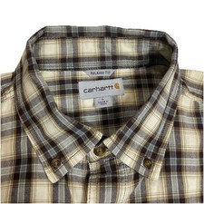 Carhartt Shirt Mens Large Relaxed Fit Plaid Button Down Work Shirt Vintage