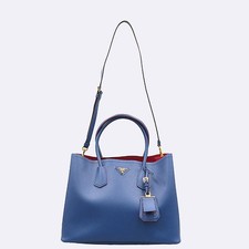 Prada Double Tote Saffiano Leather Blue