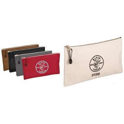 Klein Tools 4-Pack Canvas Zipper Tool Pouches & Bags, 12.5 x 7-Inch, Red, Gray, 