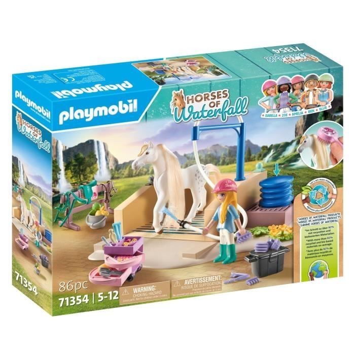 Aire de lavage PLAYMOBIL 71354 pour toiletter le cheval de cascade
