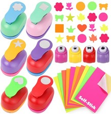 20PCS Craft Hole Punch Set - 6 Large  4 Mini Shape Punches Stars, Hearts, F...