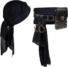 Pirate Costume Pirate Head Scarf Bandanas Belt Waist Sash Medieval Belt Pouch Co