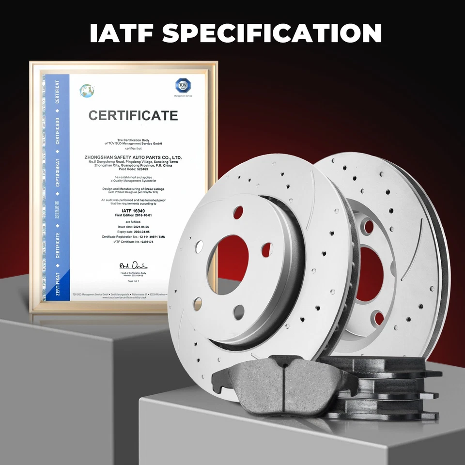 Front Disc Brake Rotors + Brake Pads Kit for 2000 -2004 2005 2006 Nissan Sentra - Imagem 4 de 4