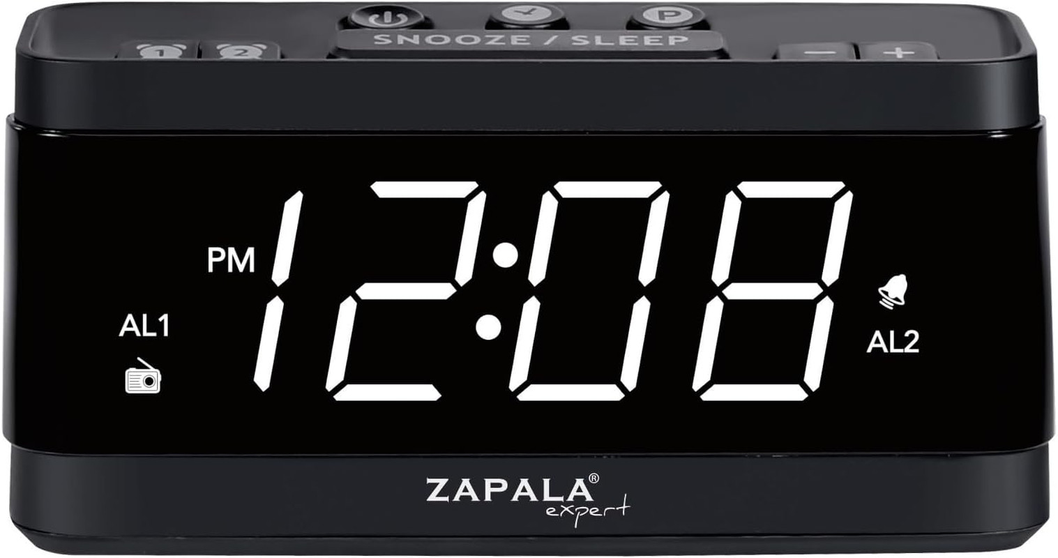 Alarm Clock Radio, 2 Alarms Large LED Display Digital FM Clock Radio with USB Ch