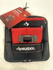 Husky 7 in. 3-Pocket Clip On Tool Belt Pouch Heavy Duty Storage