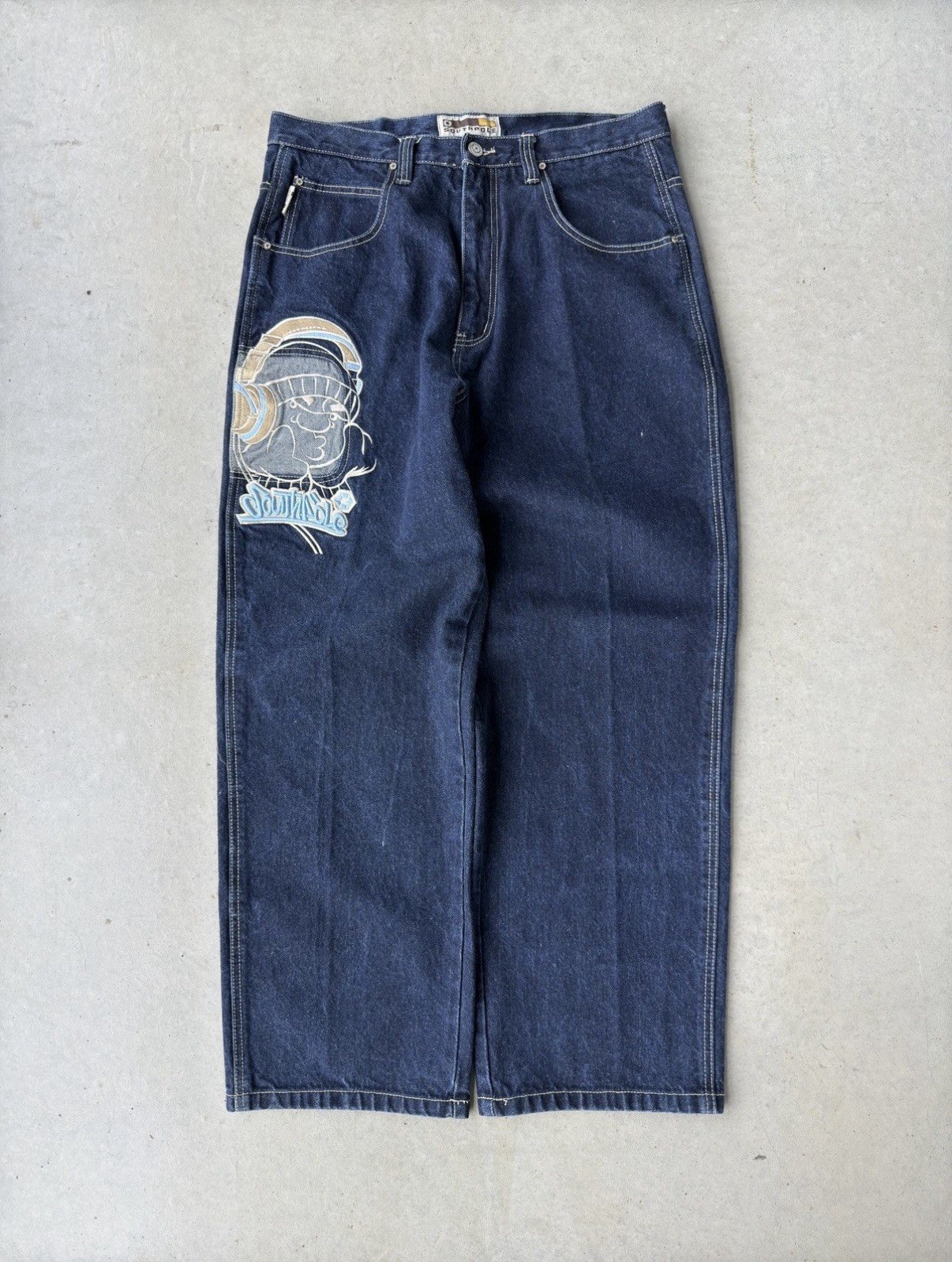 Vintage Y2K Baggy Southpole Jeans Wide Leg Embroidered DJ Gr