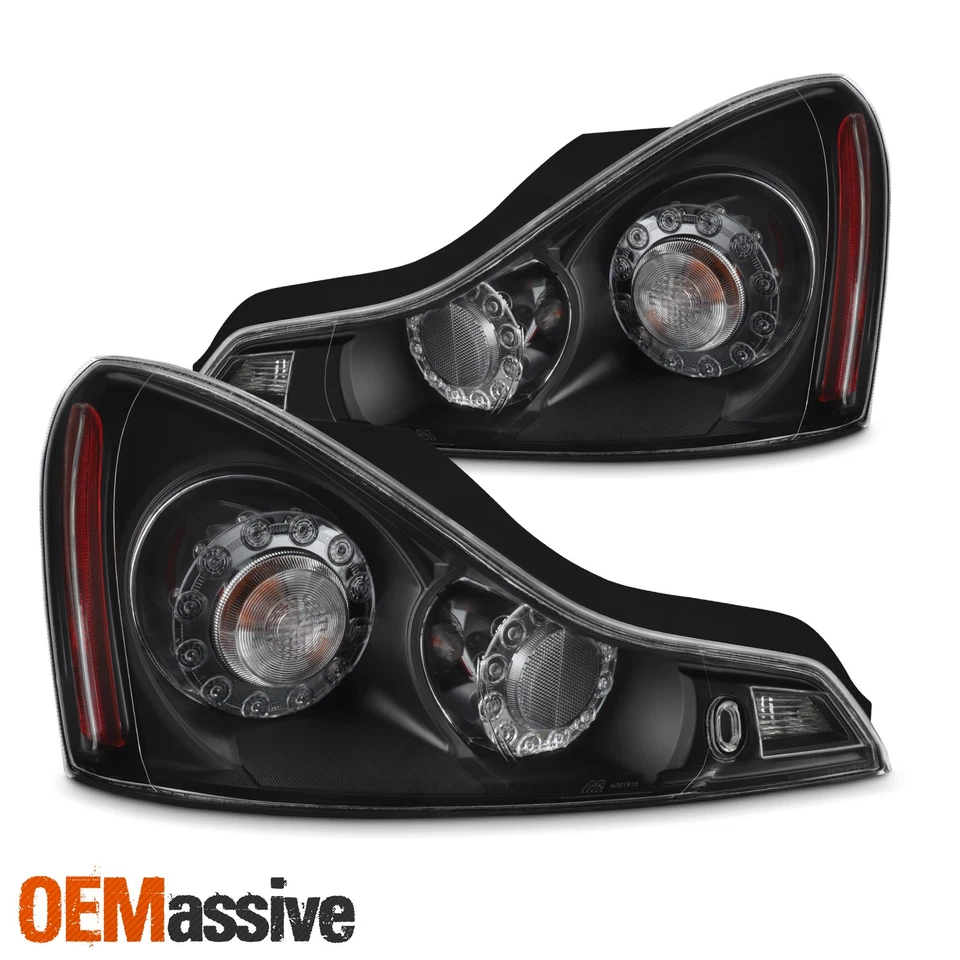 Fits 2008-2015 Infiniti G37/ Q60 Coupe OE Pair Tail Lights - Black Housing - Image 2 of 4