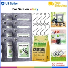 Activated Charcoal Bags 8 Pack Natural Odor Eliminator for Home Car Closet