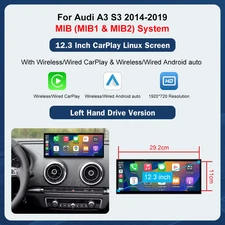 12.3 Inch Touch Screen Multimedia Display for Audi A3 2014-2019 Airplay Miracast