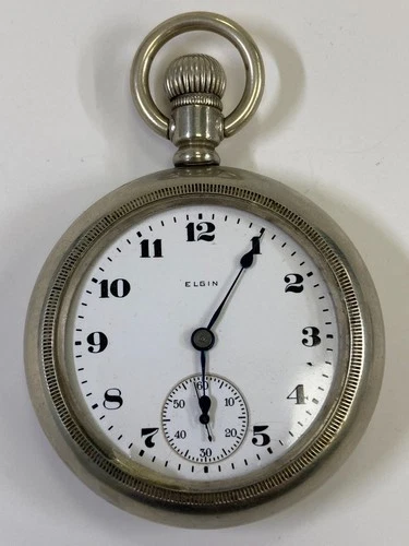 Antique Elgin 15 Jewels Nickel Pocket Watch, Doesn't Run, No Crystal (37-#53)
