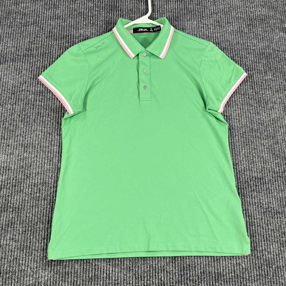 Camisa polo RLX Ralph Lauren para mujer pequeña verde ajuste a medida rendimiento golf top Foto 3 de 4