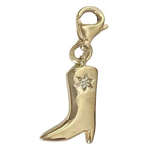 Cowboystiefel Anhänger vergoldet 925 Sterling Silber 8,8 x 22 mm Steinbesatz