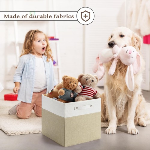 13 x 13 Inch Fine Linen Storage Bins with Handles,Fabric Cube Boxs,Collapsibl... - Picture 2 of 7