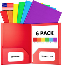 Folders with Pockets, 6 Pack Assorted Colors, 2 Pocket, Colored File Folder       