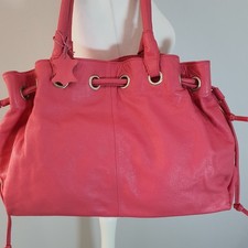 BODEN Soft Pink Leather Slouchy Drawstring Bucket Style Tote Bag Shoulder Bag