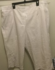 Capri Pants Capris Alfred Dunner 24W White Elastic Waist In Back Cotton NWOT  s