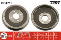 2X TRW Bremstrommel DB4210 FüR Fiat Alfa Lancia Doblo Fiorino 145 Idea 146 Tipo