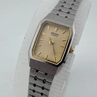 Vintage Seiko Quartz Watch 2Y01-5D30 Women Dual Tone Rectangle New Battery 6.75"