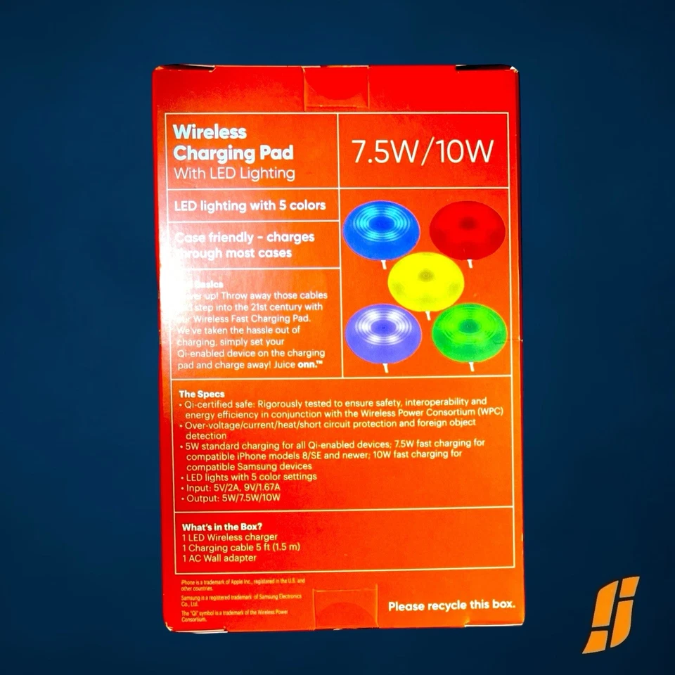 Onn Wireless Charging Pad with LED Lighting, 10W | Compatible Qi Devices - Image 2 of 2