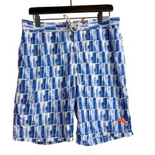 Tommy Bahama Baja Tasmania Tiles Swim Trunks Blue White - M